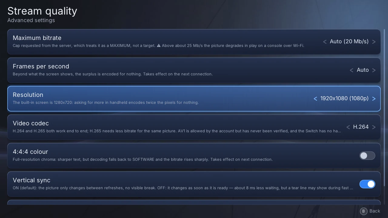 The stream quality page